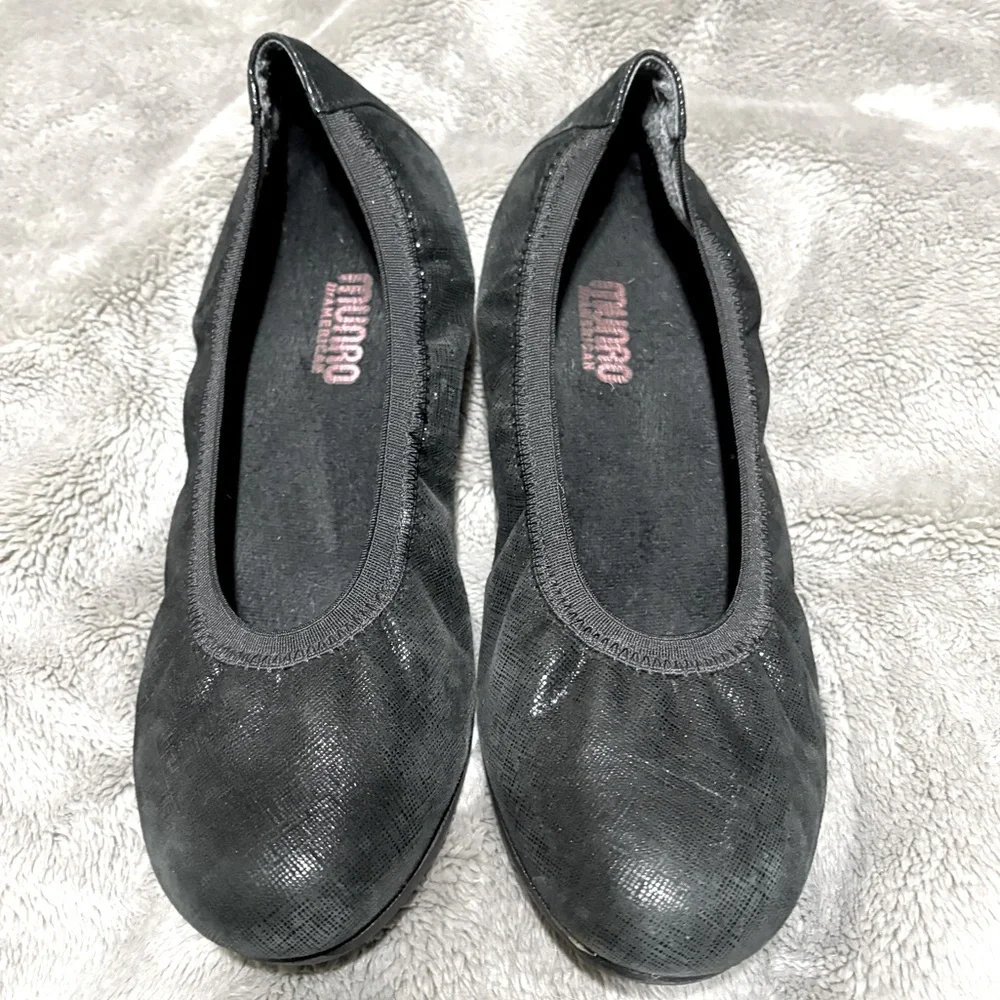 Munro Black Wide Women's Slip On Ballet Flats Sz 8.5 WW